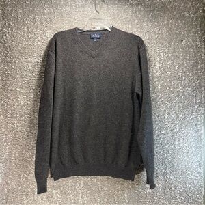 Allen Solly Sweater Mens Large Cashmere Gray V Neck Timeless Minimal Capsule